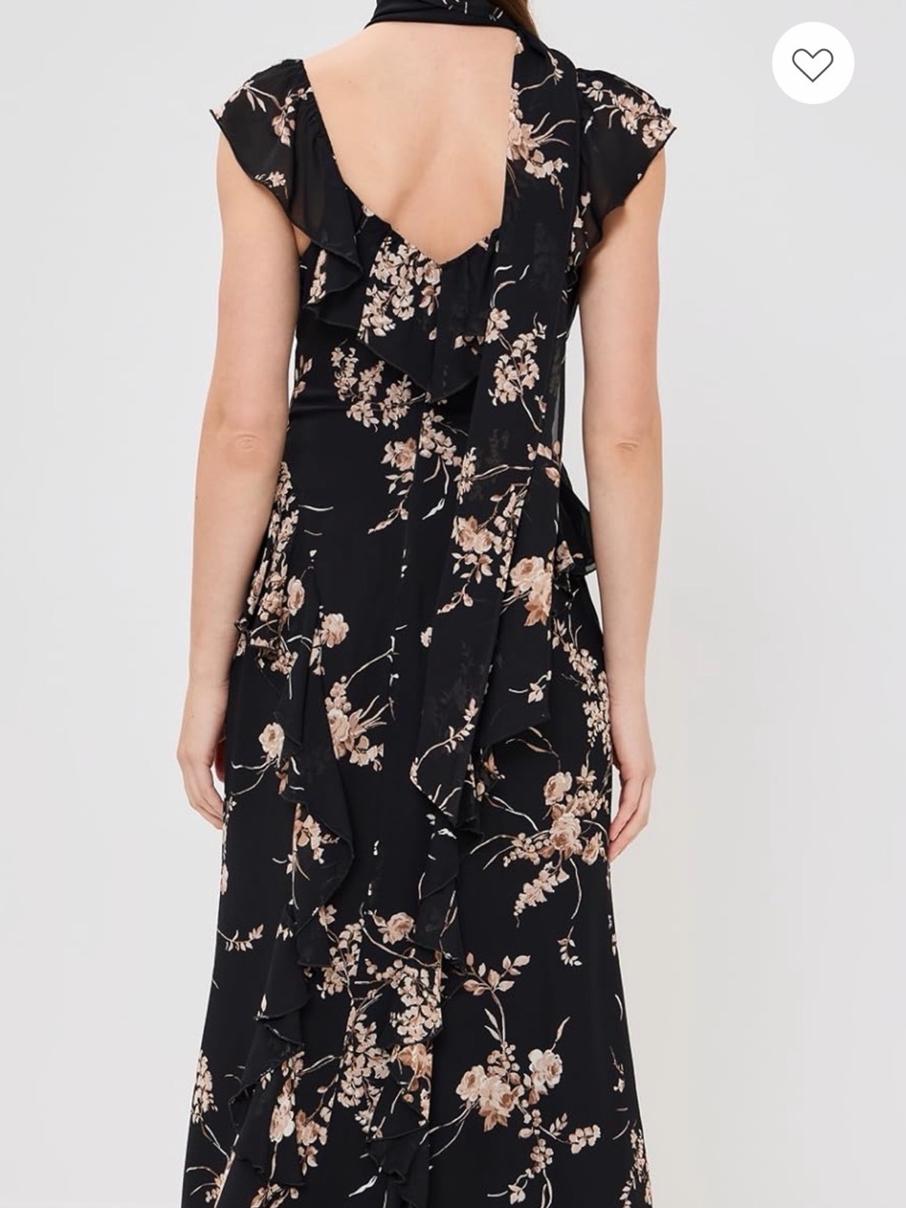 Reformation Black Floral Midi Dress with Beige Blossoms